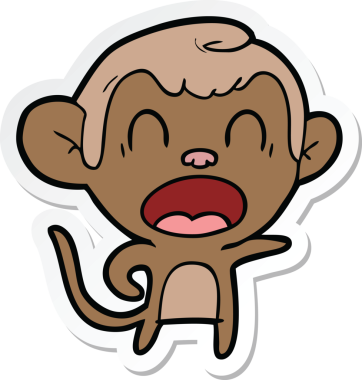 Bir insan tarafından çizilmiş bağıran çizgi film maymunu çıkartması.