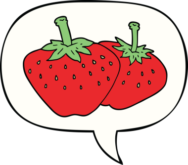 bir insan tarafından çizilmiş konuşma baloncuklu karikatür çileği