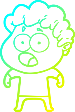 Bir insan tarafından çekilen şaşkınlık içinde soluk soluğa bir çizgi film karakteri çizimi.