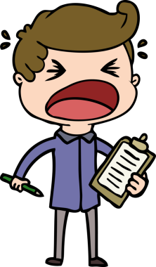 Bir insan tarafından çizilmiş bağıran karikatür satıcısı.