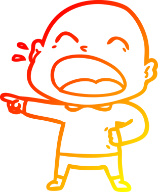 Bir insan tarafından çizilmiş kel adam diye bağıran çizgi film çizimi.