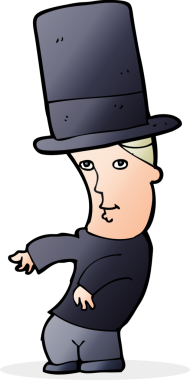 Bir insan tarafından çizilmiş silindir şapkalı bir adam.