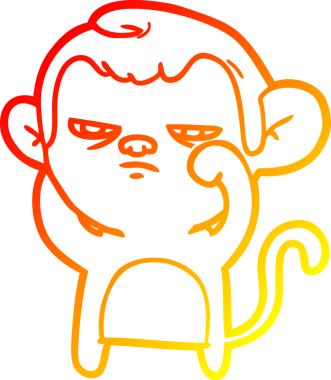 Bir insan tarafından çizilmiş kızgın bir maymunun sıcak çizgi çizimi