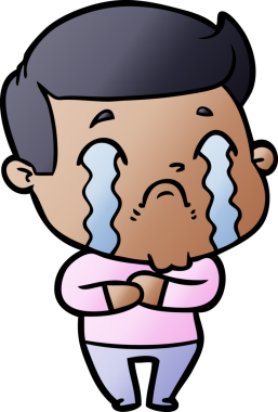 Bir insan tarafından çizilmiş ağlayan çizgi film adamı.