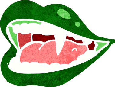 Bir insan tarafından çizilmiş vampir ağzı.