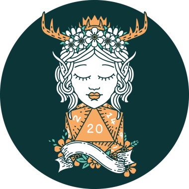 Bir insan tarafından çizilmiş 20 zarlı elf Druid karakteri simgesi