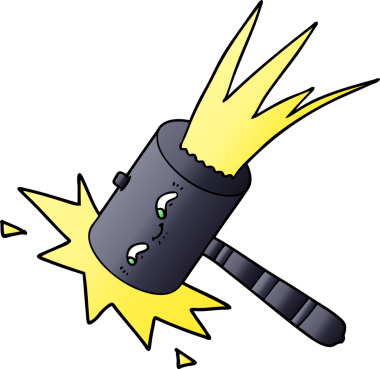 Bir insan tarafından çizilmiş bir çekiç darbesi.