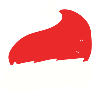 Bir insan tarafından çizilen noel şapkasının düz renk çizimi