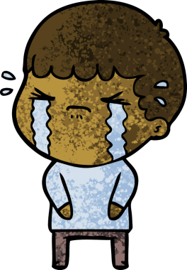 Bir insan tarafından çizilmiş ağlayan çizgi film adamı.