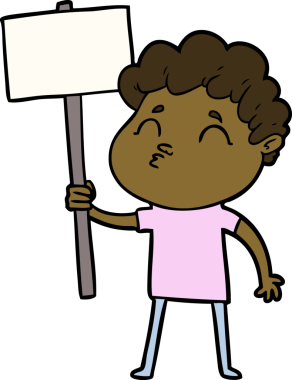 Çizgi film adamı somurtuyor Bir insan tarafından çizilmiş