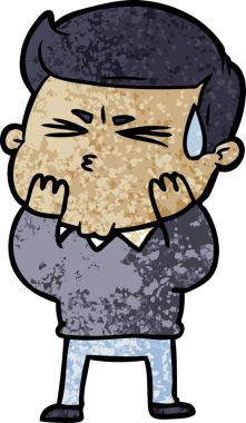 Bir insan tarafından çizilmiş terleyen çizgi film adamı.