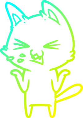 Bir insan tarafından çizilen çizgi film kedisinin soğuk gradyan çizimi