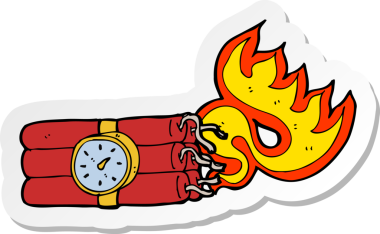 Bir insan tarafından çizilmiş bir çizgi film bomba sembolünün çıkartması.