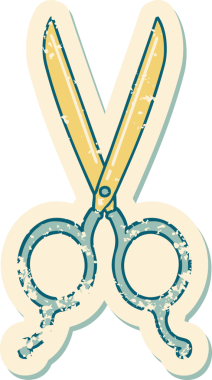 Bir insan tarafından çizilmiş berber makasının sembolik dövmeli görüntüsü