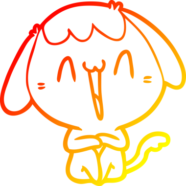 Bir insan tarafından çizilmiş sevimli bir köpeğin sıcak çizgi çizgisi.