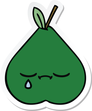 Bir insan tarafından çizilmiş şirin bir armut çıkartması.