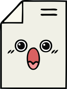 Şok olmuş bir kağıdın insan tarafından çizilmiş şirin bir karikatürü.