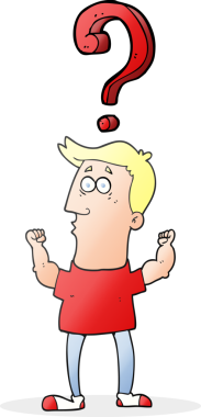 Bir insan tarafından çizilmiş soru ile serbest çizim yapan karikatür adam.