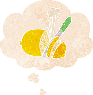 çizgi film dilimlenmiş limon ve grunge dertli retro desenli bir insan tarafından çizilmiş