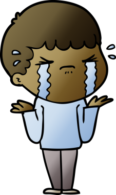 Bir insan tarafından çizilmiş ağlayan çizgi film adamı.