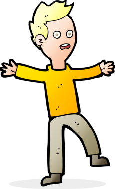 Çizgi film bir insan tarafından çizilmiş ürkmüş çocuk.