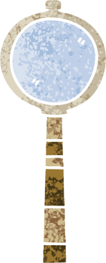 Retro illüstrasyon tarzı tuhaf çizgi film büyüteci bir insan tarafından çizilmiş.