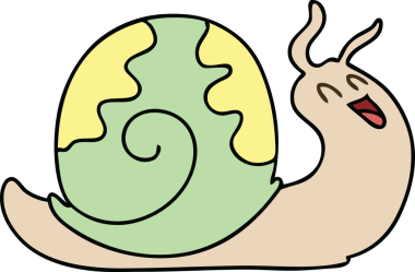 Bir insan tarafından çizilmiş garip bir çizgi film salyangozu.