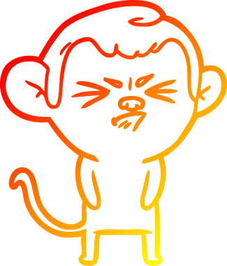 Bir insan tarafından çizilmiş kızgın bir maymunun sıcak çizgi çizimi