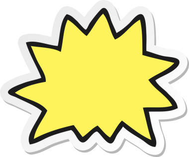 Bir insan tarafından çizilmiş bir çizgi film patlama sembolünün çıkartması.