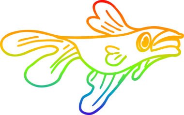 Gökkuşağı gradyan çizimi bir insan tarafından çizilmiş dövüşen bir balığın çizimi