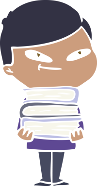 Bir insan tarafından çizilmiş düz renkli çizgi film çocuğu.