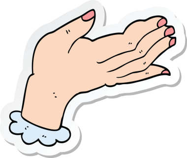 Bir insan tarafından çizilmiş bir karikatür elin çıkartması.