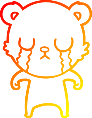 Bir insan tarafından çizilen ağlayan çizgi film ayısının sıcak çizgi çizgisi.