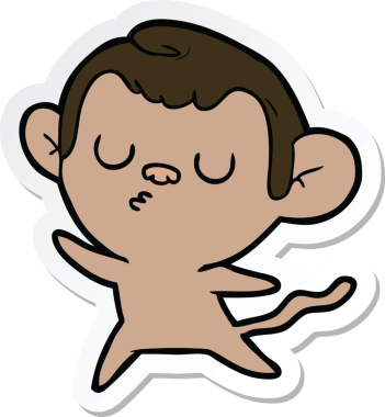 Bir insan tarafından çizilmiş çizgi film maymununun çıkartması.