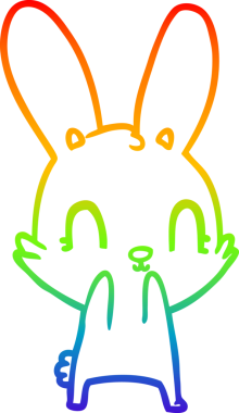 Gökkuşağı gradyan çizgisi. Bir insan tarafından çizilmiş şirin bir tavşan çizimi.