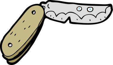 Bir insan tarafından çizilmiş katlanmış çizgi film bıçağı.