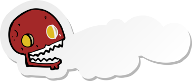 Bir insan tarafından çizilmiş iğrenç bir kafatasının çıkartması.