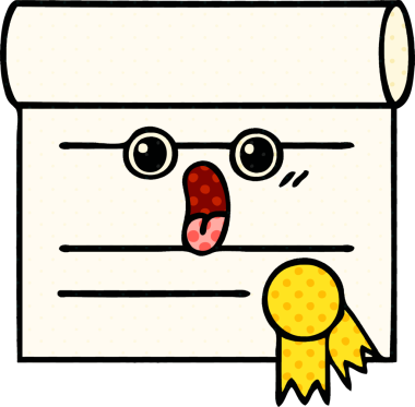 bir insan tarafından çizilmiş bir sertifikanın çizgi roman tarzı