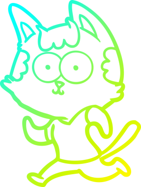 Bir insan tarafından çizilen mutlu çizgi film kedisinin soğuk gradyan çizimi