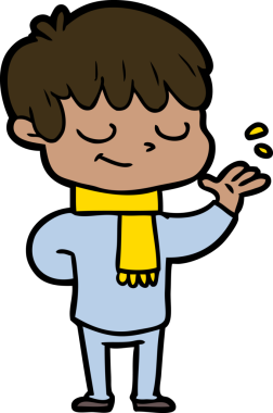 Bir insan tarafından çizilmiş mutlu çocuk çizgi filmi.