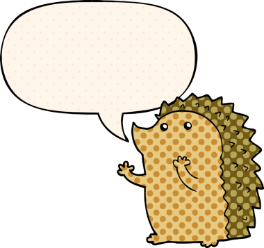 Çizgi roman tarzında konuşan bir kirpi insan tarafından çizilmiş.