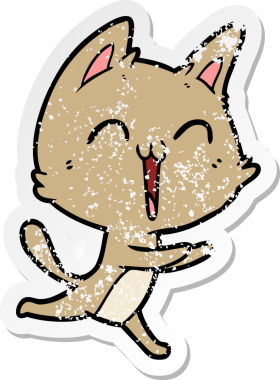 Bir insan tarafından miyavlanan mutlu çizgi film kedisinin sıkıntılı çıkartması.