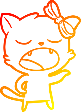 Bir insan tarafından çizilen esneyen kedinin sıcak çizgi çizimi