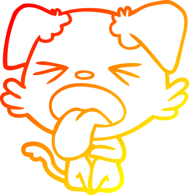 Bir insan tarafından çizilmiş, tiksinmiş bir köpeğin sıcak çizgi çizimi.