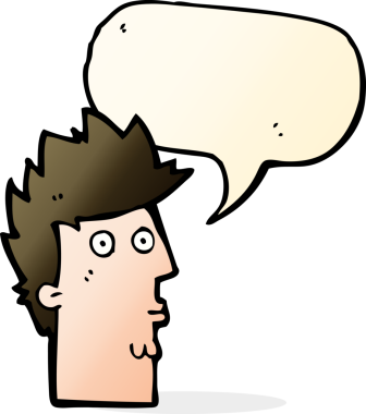 Bir insan tarafından çizilmiş konuşma baloncuğu ile karikatür şaşırdı