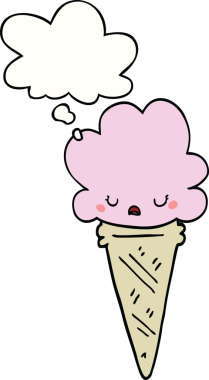 Bir insan tarafından çizilmiş düşünce baloncuklu karikatür dondurması.