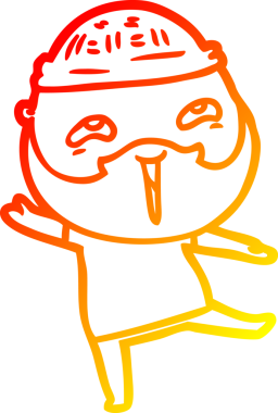 Bir insan tarafından çizilmiş mutlu sakallı bir adamın çizgi çizimi.