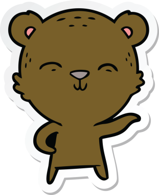 Bir insan tarafından çizilmiş mutlu çizgi film ayısının çıkartması.