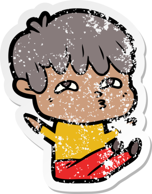 Bir insan tarafından çizilmiş garip bir adamın sıkıntılı çıkartması.