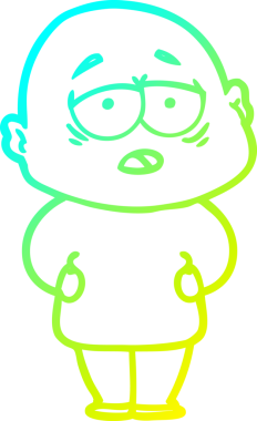 Bir insan tarafından çizilmiş, yorgun, kel bir adamın çizdiği soğuk çizgi.